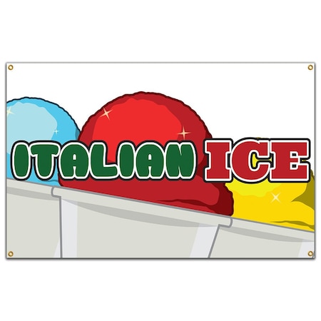 Signmission Italian Ice Banner Concession Stand Food Truck Single Sided B-96 Italian Ice19